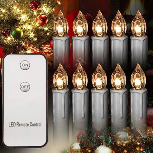 10er LED Kerzen mit Timer und Fernbedienung Batteriebetrieben Weihnachtsbaumkerzen 120722