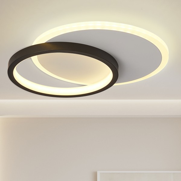 Style home LED 24W Deckenlampe Deckenleuchte 3000K Warmweiß, Geometrie 26x21x5cm Schwarz A003-24R