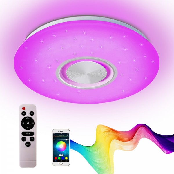 36W LED Deckenlampe mit Bluetooth Musik Lautsprecher RGB Dimmbar Fernbedienung 